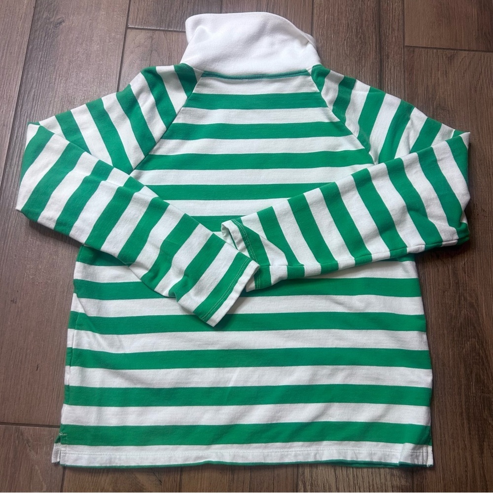 J Crew Women’s Wide Striped Top Green Funnel Neck Lightweight Sweatshirt Size S - Picture 3 of 8